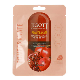JIGOTT ТКАНЕВАЯ АМПУЛЬНАЯ МАСКА С ЭКСТРАКТОМ ГРАНАТА. POMEGRANATE REAL AMPOULE MASK, 27 МЛ.