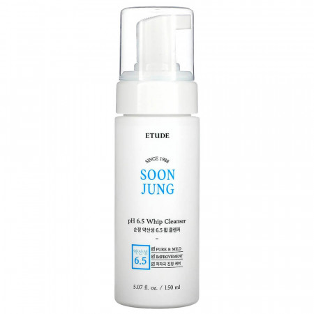 Гипоаллергенная увлажняющая пенка для умывания Etude House SoonJung pH 6.5 Whip Cleanser
